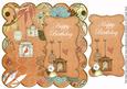 Borange Birdcage Happy Birthday 8in Scallop Topper