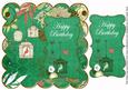 Dark Green Birdcage Happy Birthday 8in Scallop Topper