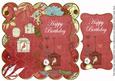 Dark Red Birdcage Happy Birthday 8in Scallop Topper