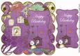 Purple Birdcage Happy Birthday 8in Scallop Topper