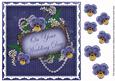 Dblue Pansy Wedding Day 8in Vintage Decoupage Topper