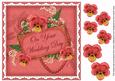 Red Pansy Wedding Day 8in Vintage Decoupage Topper