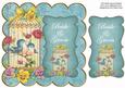 Teal Lovebirds Bride & Groom 8in Scallop Topper