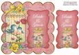 Pink Lovebirds Bride & Groom 8in Scallop Topper