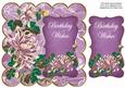 Purple Oriental Lotus Birthday Wishes 8in Scallop Topper