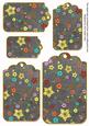 Black Oriental Blossom Colour Tag Embellishment Sheet
