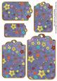 Dark Blue Oriental Blossom Colour Tag Embellishment Sheet