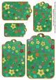 Dark Green Oriental Blossom Colour Tag Embellishment Sheet