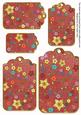 Dark Red Oriental Blossom Colour Tag Embellishment Sheet