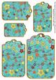 Teal Oriental Blossom Colour Tag Embellishment Sheet