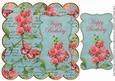 Teal Sweetpeas Happy Birthday 8in Scallop Topper