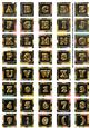 Black Oriental Lotus Colour Alphabet Embellishment Sheet