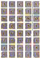 Dark Blue Oriental Lotus Colour Alphabet Embellishment Sheet