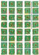 Darkgreen Oriental Lotus Colour Alphabet Embellishment Sheet
