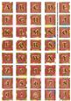 Dark Red Oriental Lotus Colour Alphabet Embellishment Sheet