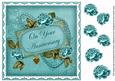 Teal Rose Your Anniversary 8in Decoupage Topper