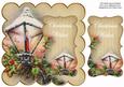 Cream Lantern2 Christmas Wishes 8in Scallop Topper
