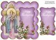 Lilac Mother Mary Happy Thanksgiving 8in Scallop Topper