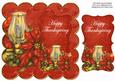 Red Candle Lantern Happy Thanksgiving 8in Scallop Topper