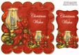 Red Candle Lantern Christmas Wishes 8in Scallop Topper