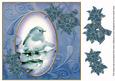 Robin1 Blue Toned 8in Swirl Decoupage Topper