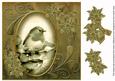 Robin1 Olive Toned 8in Swirl Decoupage Topper