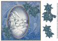 Snowy Village Blue Toned 8in Swirl Decoupage Topper