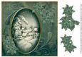 Snowy Village Teal Toned 8in Swirl Decoupage Topper