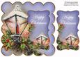 Lantern Blue Happy Christmas 8in Scallop Topper