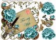 Teal Rose My Wife 8in White Scallop Decoupage Topper