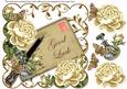 Cream Rose Good Luck 8in W Scallop Decoupage Topper