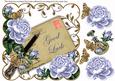 Paleblue Rose Good Luck 8in W Scallop Decoupage Topper