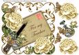 Cream Rose My Teacher 8in W Scallop Decoupage Topper