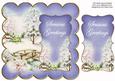 Blue Snowscene Seasons Greetings 8in Scallop Topper