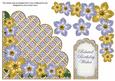 Gold Blue Fmk Belated 7in Scallop Corner Decoupage Topper