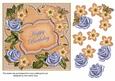 Peach Blue Fmk Happy Birthday 7in Fancy Decoupage Topper