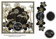 Black Fmk Dotty Just a Note 7in Time Flower Deco Topper