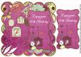 Cerise Birdcage 60th Birthday 8in Scallop Topper