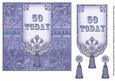 Blue 50 Today 7in Ornate Lace Tag Topper