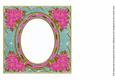 Cerise Poinsettia Dteal 7in Ribbon Oval Insert Panel