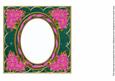 Cerise Poinsettia Peacock 7in Ribbon Oval Insert Panel
