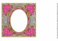 Cerise Poinsettia Silver 7in Ribbon Oval Insert Panel