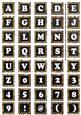 Black Mix Metallic Fleur Alphabet Tile Embellishment Sheet