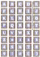Blue Mix Metallic Fleur Alphabet Tile Embellishment Sheet