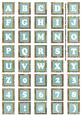 Dteal Mix Metallic Fleur Alphabet Tile Embellishment Sheet