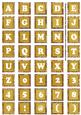 Gold Mix Metallic Fleur Alphabet Tile Embellishment Sheet