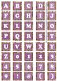 Purple Mix Metallic Fleur Alphabet Tile Embellishment Sheet