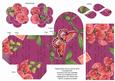 Cerise Sweet Pea Rolled Rose 3in Favour/gift Box N' Card