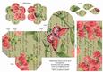 Cream Sweet Pea Rolled Rose 3in Favour/gift Box N' Card