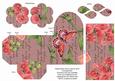 Dpink Sweet Pea Rolled Rose 3in Favour/gift Box N' Card